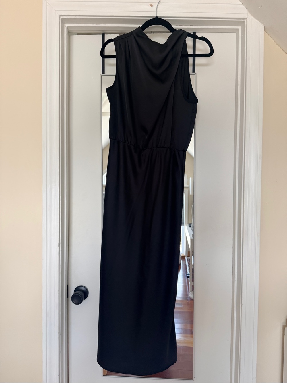 Satin Black Sleeveless Maxi Dress